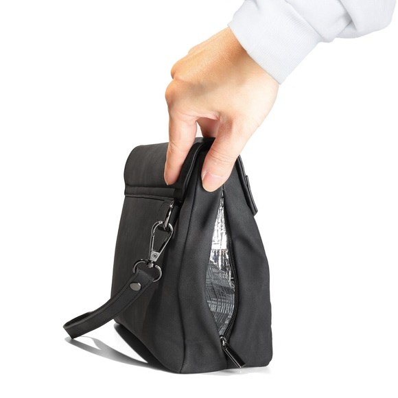 C.A.B. Hidden Flask Black Clutch Purse with Flask Bag and Collapsable Funnel - Picture 9 of 11